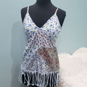 Hippie Boho Patchwork Tank with Tassels